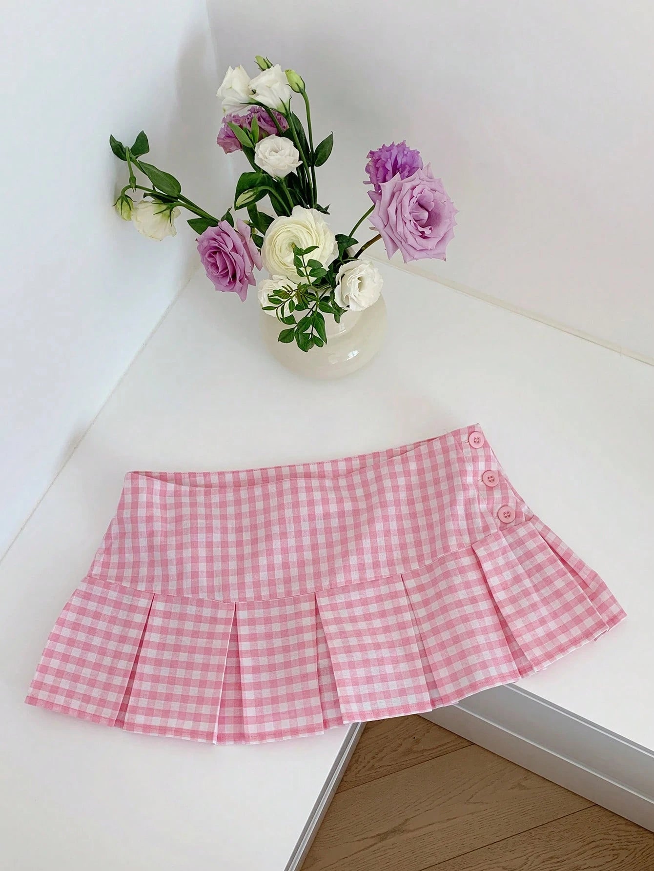 Comfortcana Spring Break Plaid Print Mini Pleated Skirt