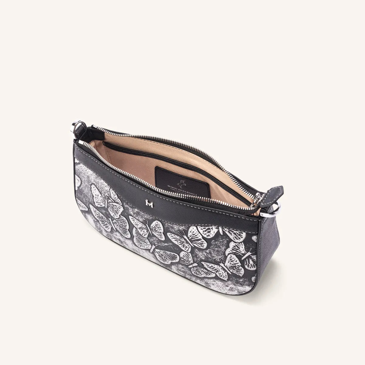 Mario Hernandez Manos Libres Pouch Bluma Lt Platino Mariposas