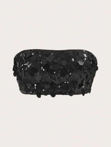 ICON Sequin Decor Crop Tube Top