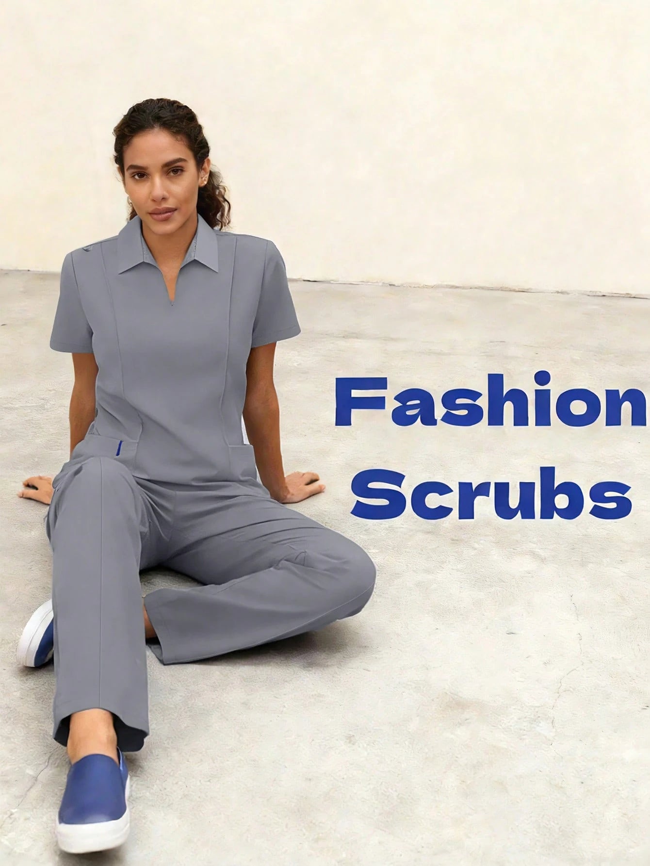 Cimmuovere 2Pcs Solid Color Pocket Top and Pants Pajama Set