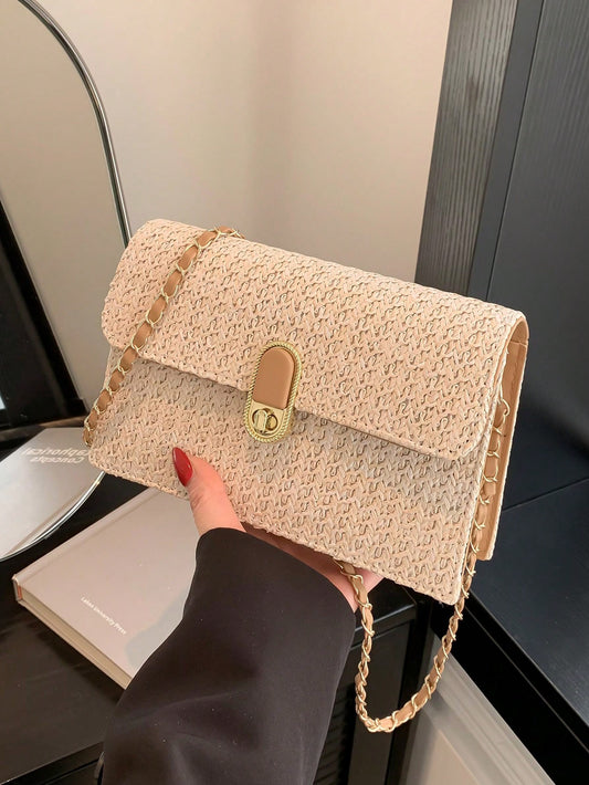 Casual All-In-One Solid Color PU Small Square Bag Flip Cover Women'S Shoulder Bag Fashion Design Bag