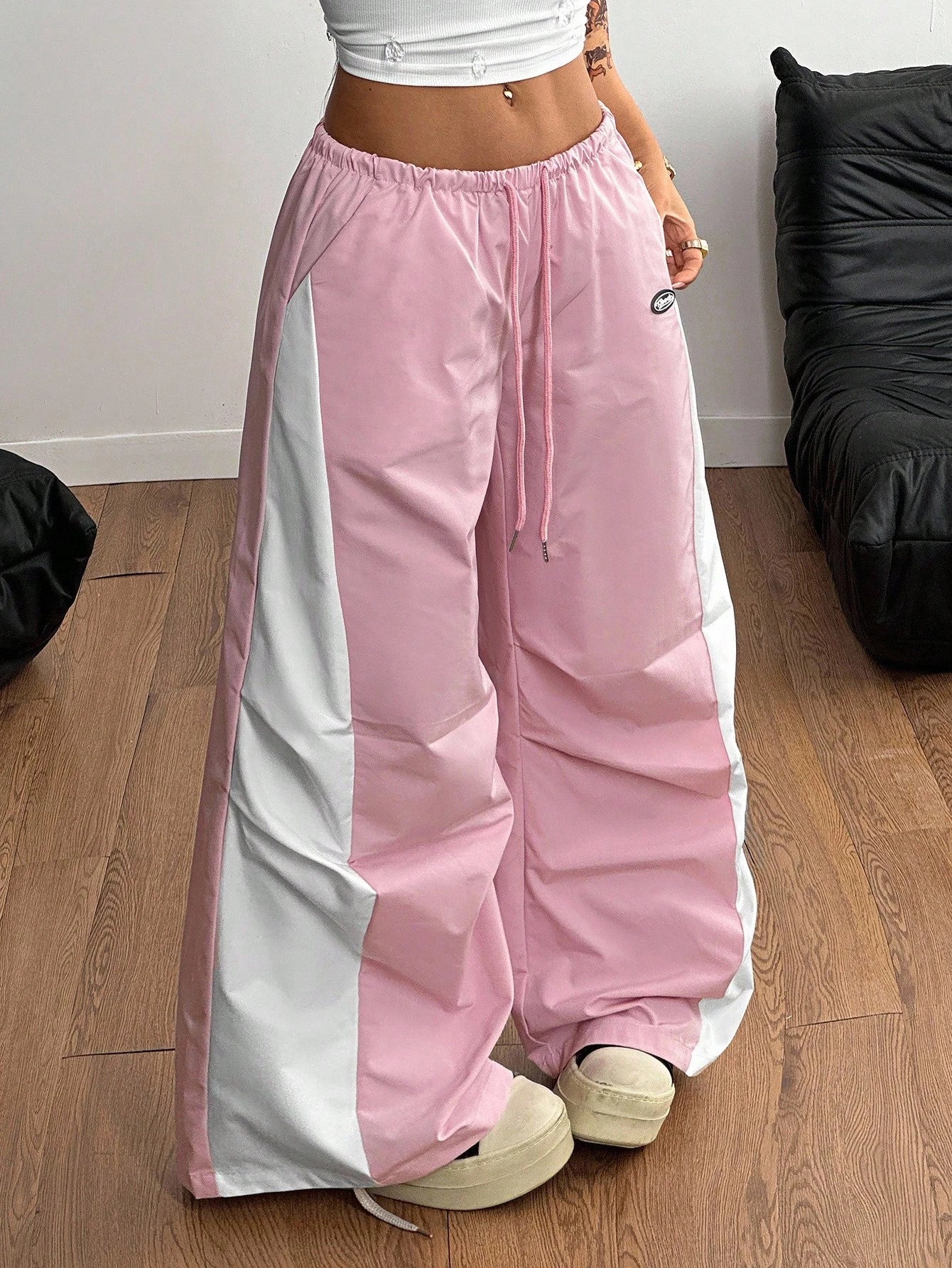 Coolane Women'S Spring and Summer Concert Streetwear Going Out Color-Blocked Parachute Pants,Cargo Pants