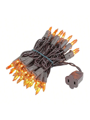 Novelty Lights 50 Light Clear Christmas Mini String Light Set, Brown Wire, Indoor/Outdoor UL Listed, 11' Long