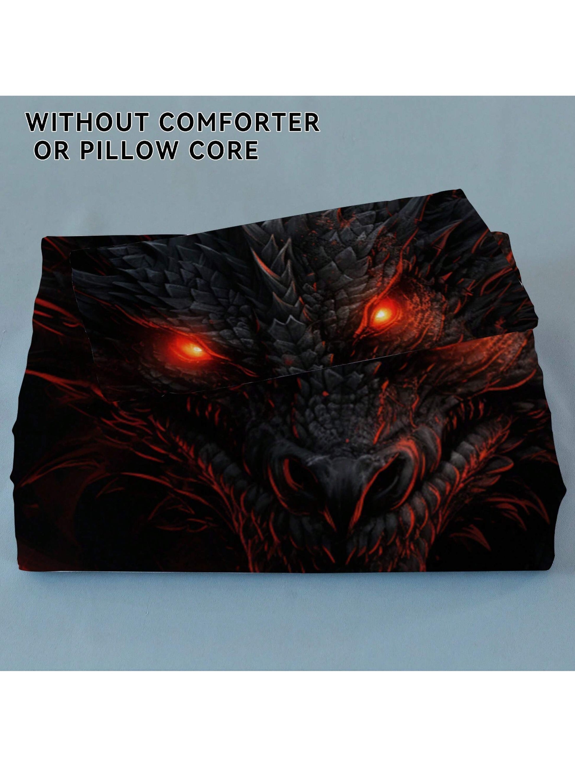 3Pcs/Set Dragon Printed Polyester Duvet Cover Set, Suitable for Bedroom, Guestroom. Soft and Comfortable Bedding Set, a Gift for Family and Friends (1*Duvet Cover + 2*Pillowcases, Pillow Inner Not Included)