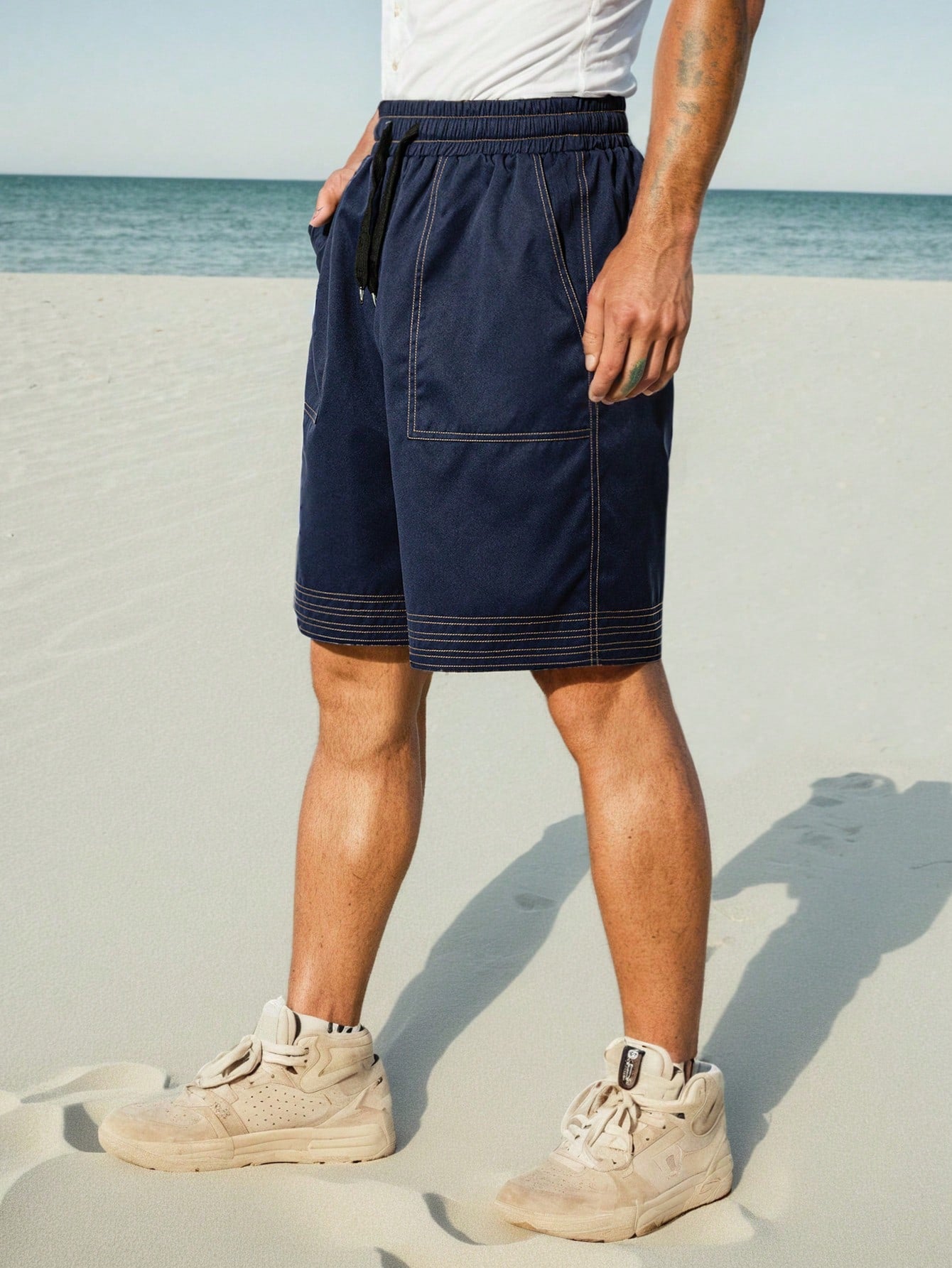 Men Spring/Summer Casual Short Sleeve Colorblock Shirt Set