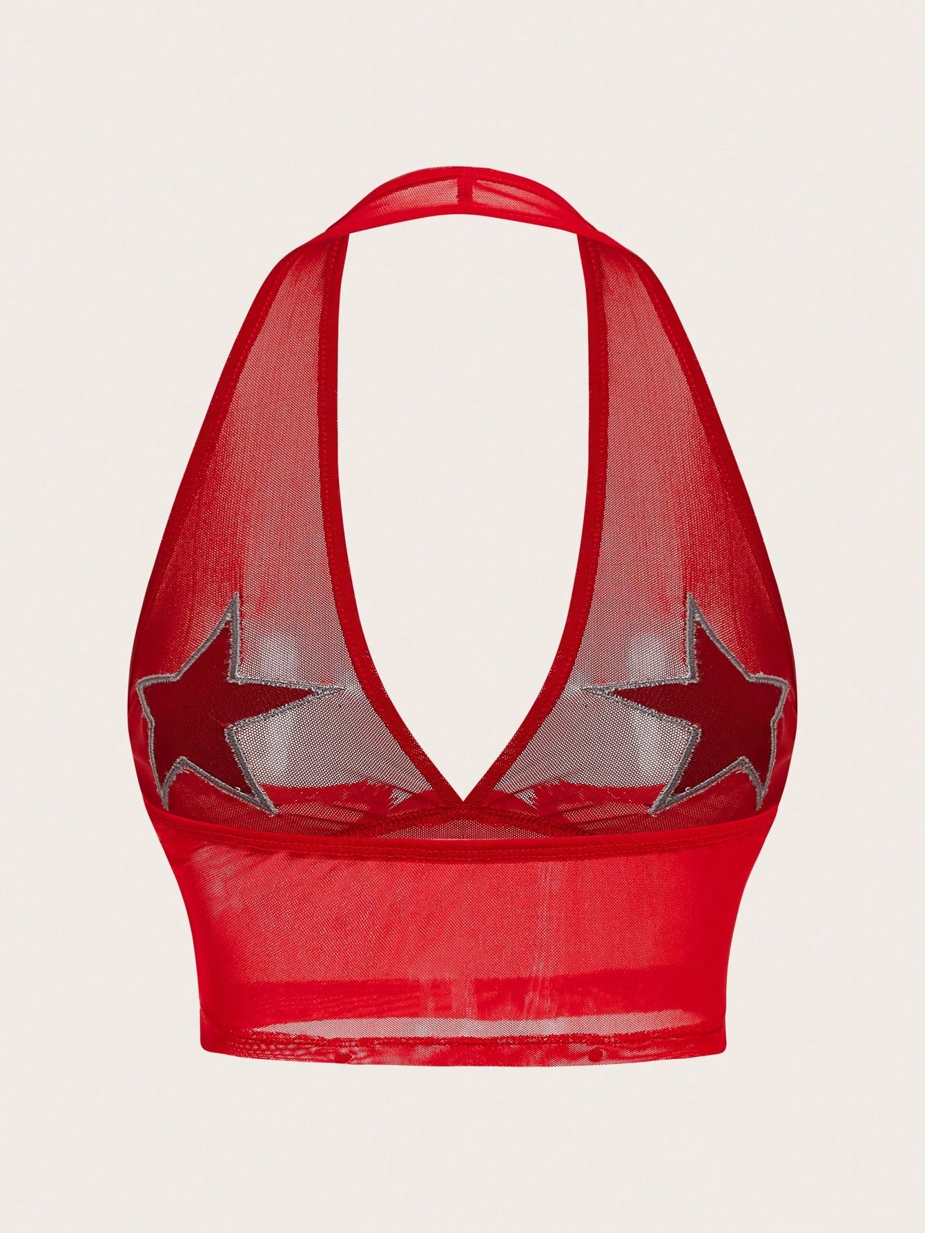 ICON Star Print Backless Halter Red Top