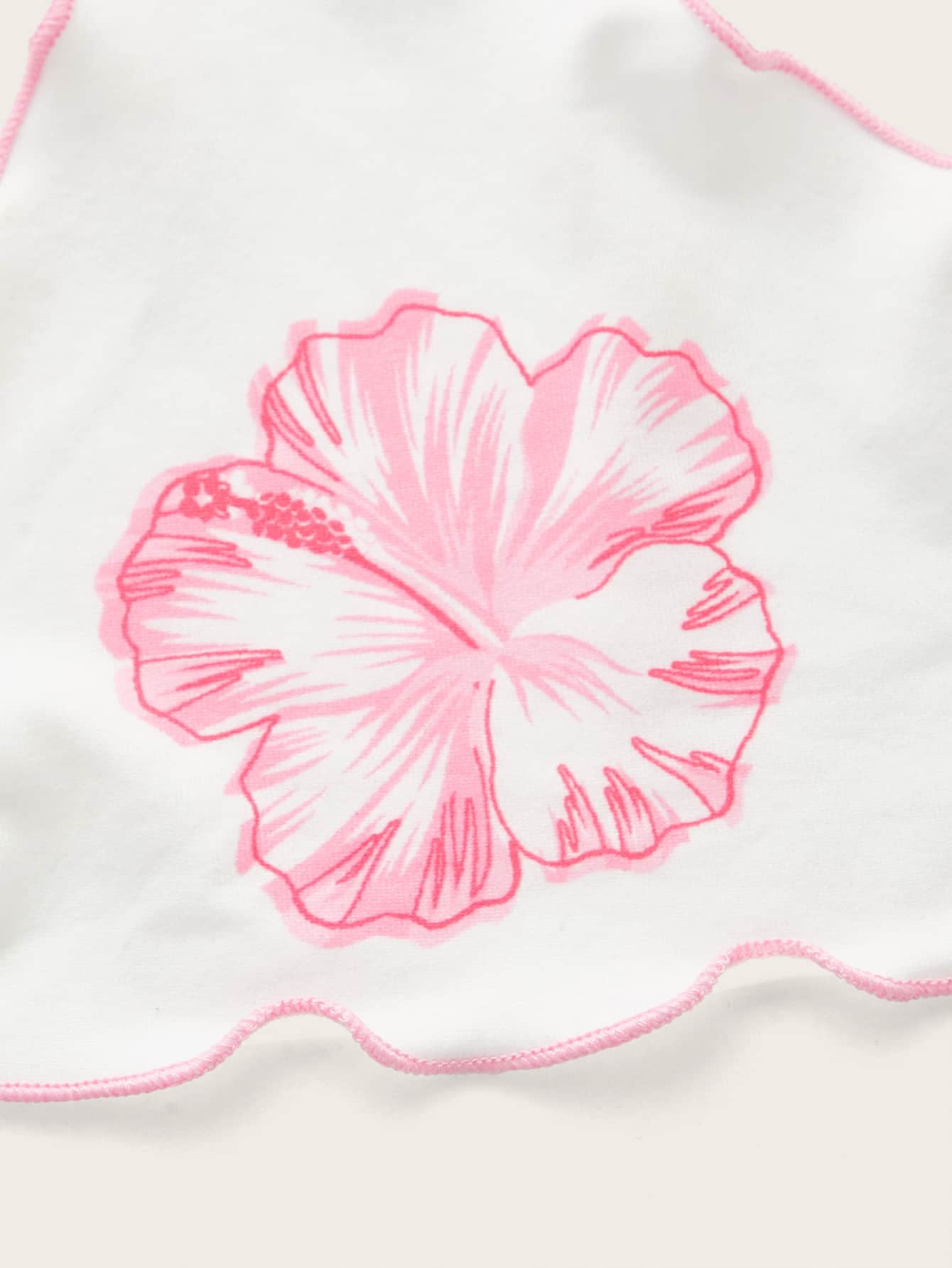 ICON Floral Print Heart Ring Detail Backless Knot Halter Top