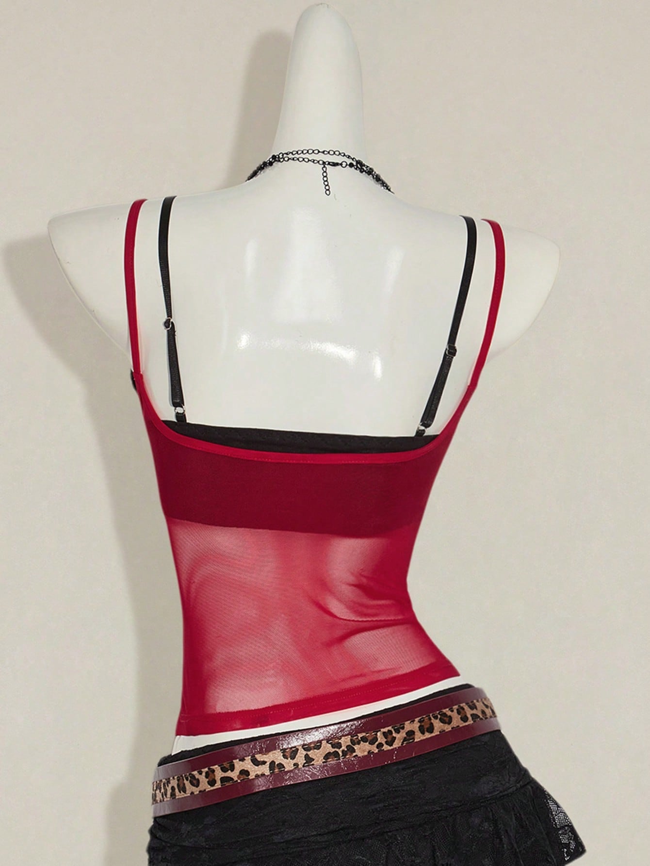 ICON Women'S Red Sheer Lace Camisole Crop Top Vest