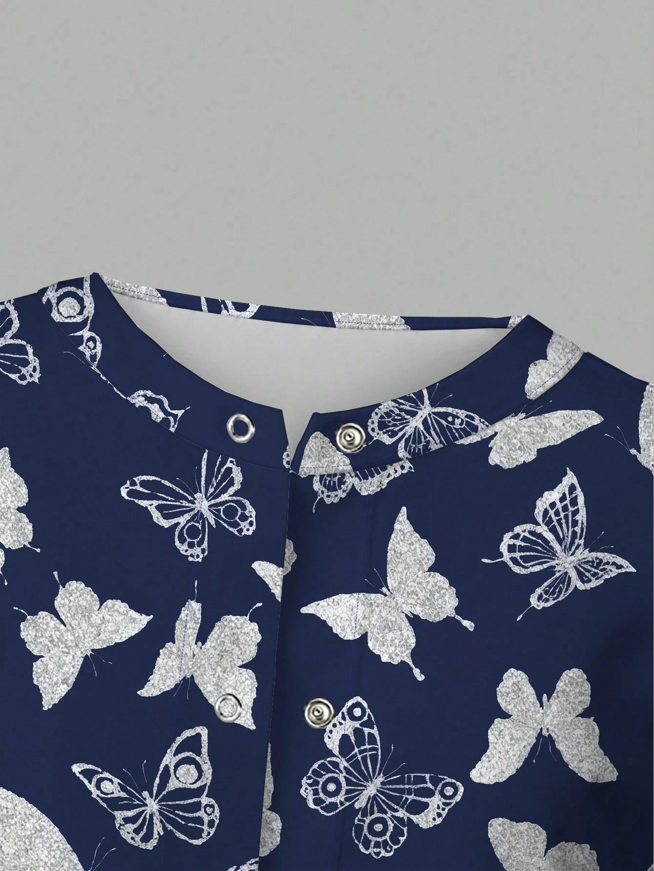 Popscrub Women'S Casual Butterfly Silhouette Print Lightweight Cardigan Jacket, Suitable for Spring/Summer Nursing/ Uniforms