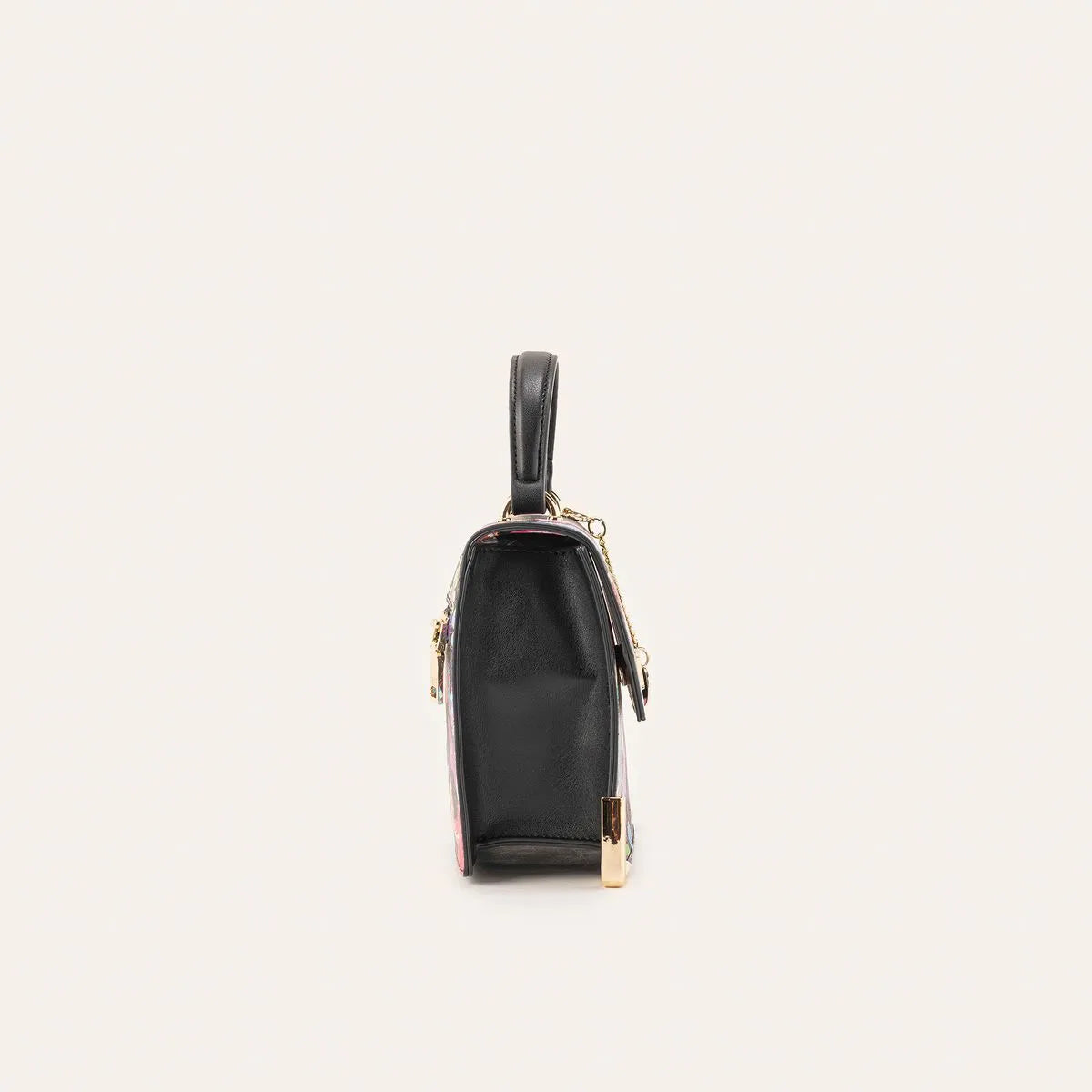 Mario Hernández Satchel Con Tapa Malva Morfo Negro Maryrose