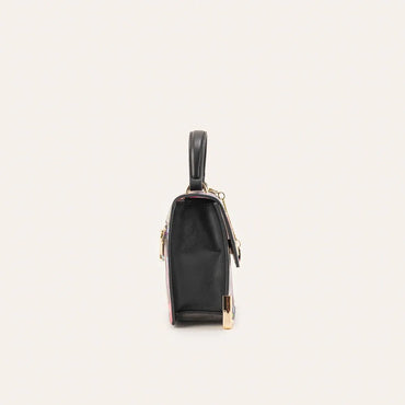 Mario Hernández Satchel Con Tapa Malva Morfo Negro Maryrose