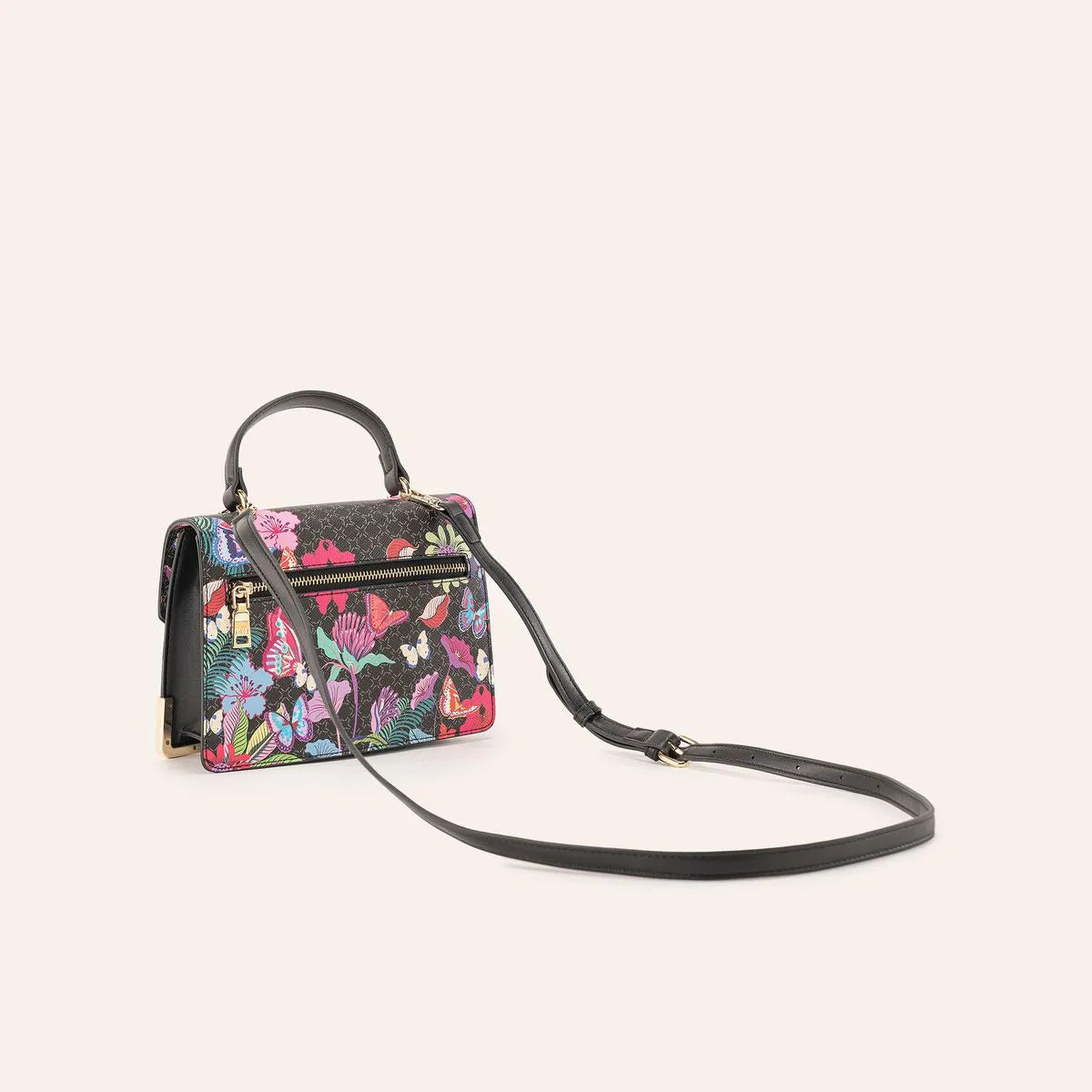 Mario Hernández Satchel Con Tapa Malva Morfo Negro Maryrose