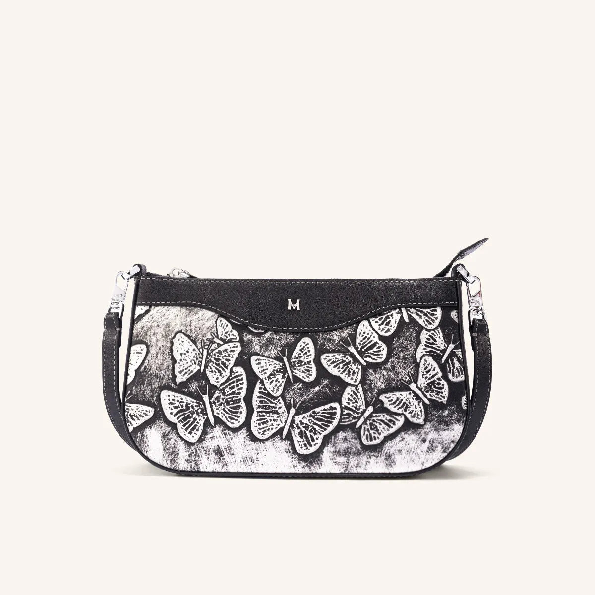 Mario Hernandez Manos Libres Pouch Bluma Lt Platino Mariposas