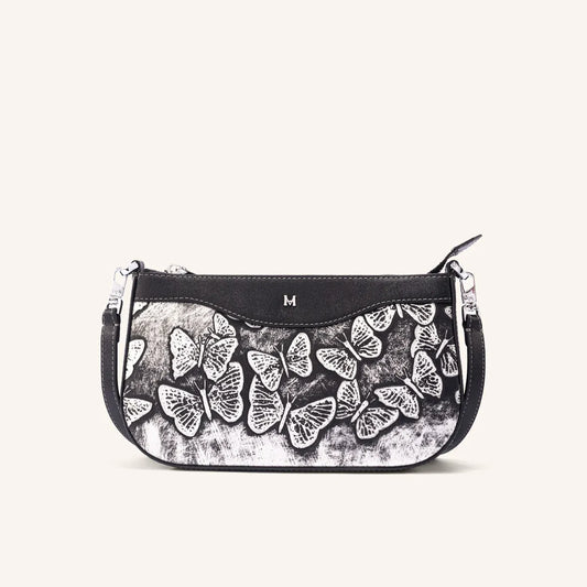 Mario Hernandez Manos Libres Pouch Bluma Lt Platino Mariposas