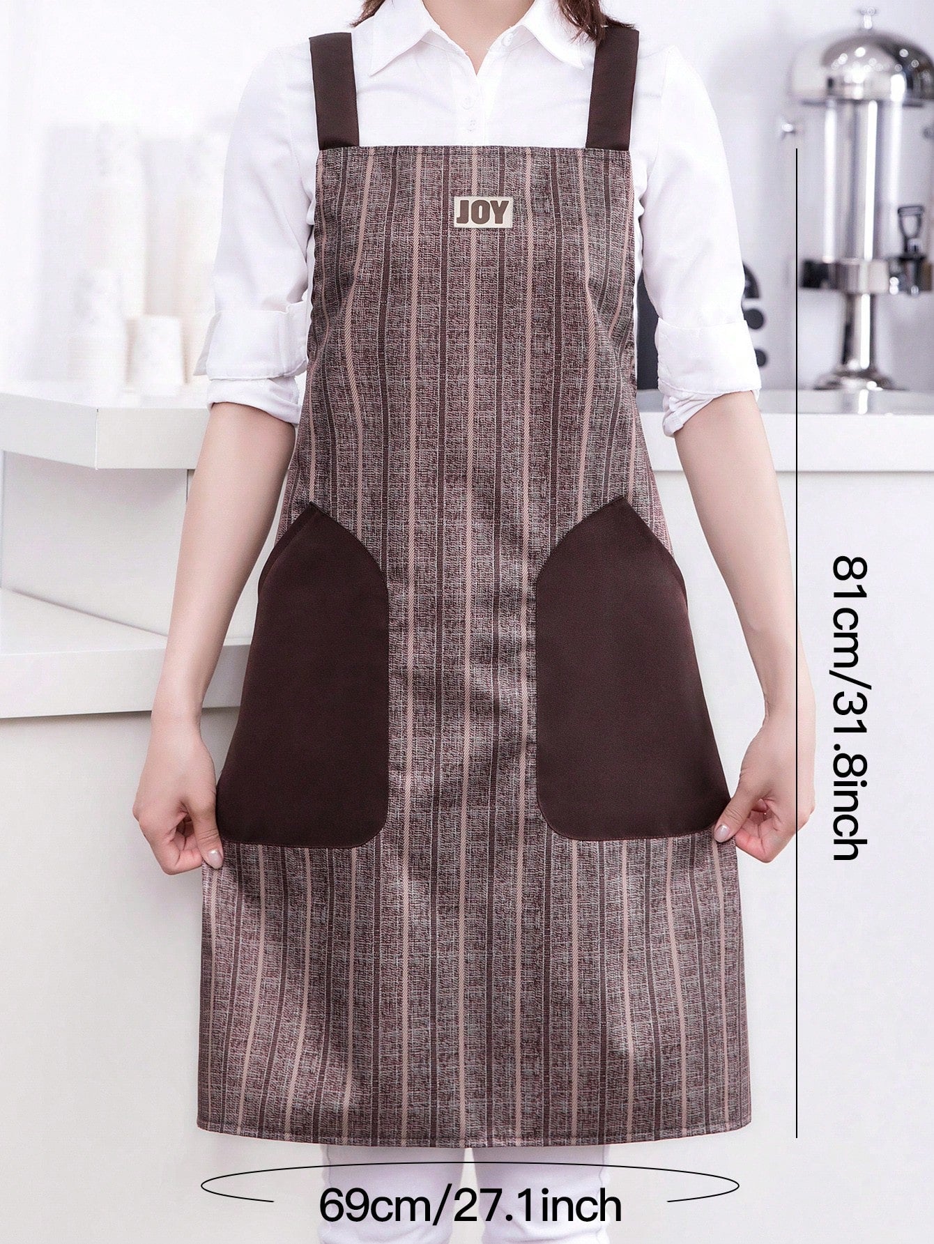 1Pc Striped Sleeveless Apron with Large Pocket, Fashionable Waist Apron for Catering, Anti-Dirty Work Clothes for Kitchen