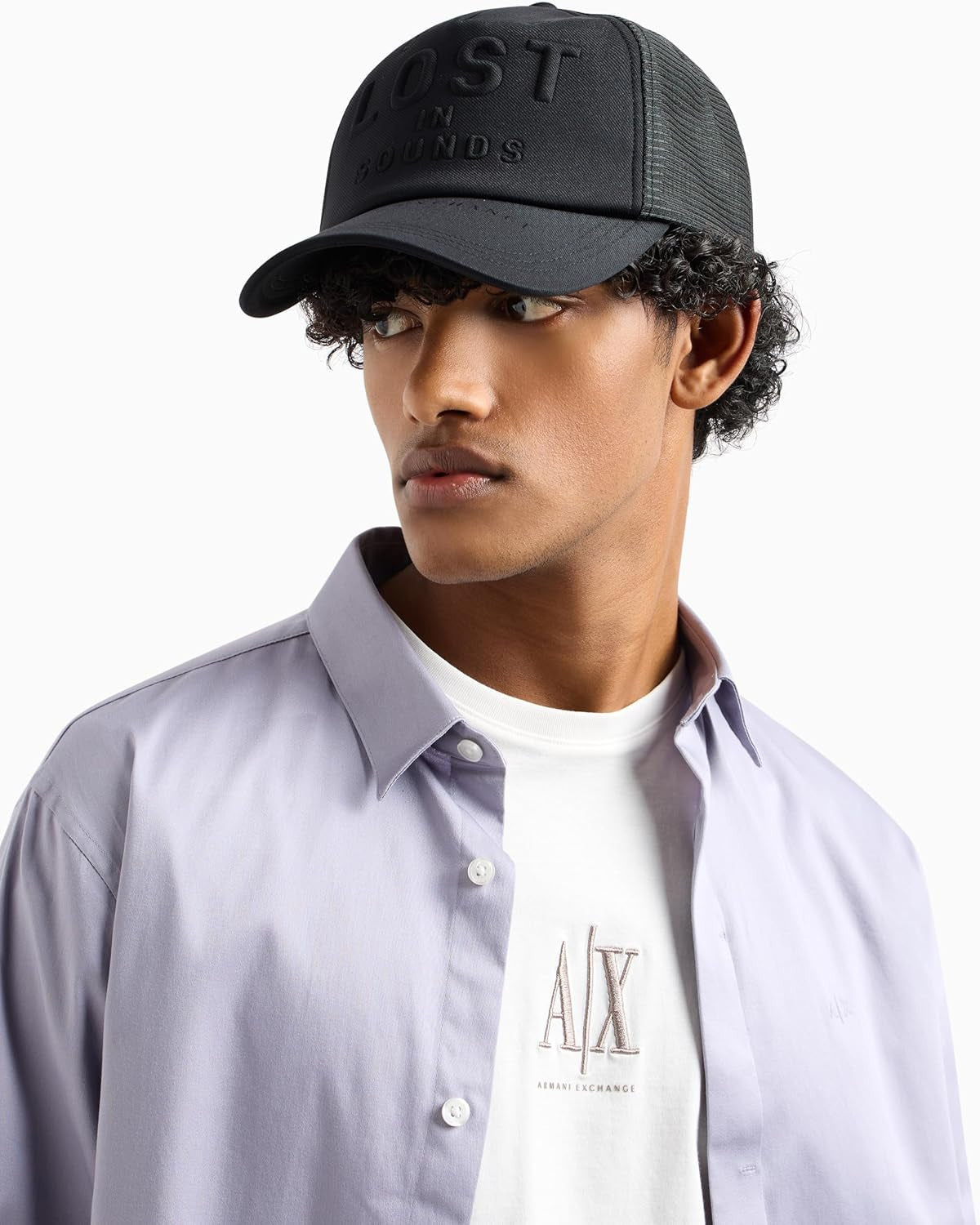 Armani Exchange Men'S Lost in Sounds Hat Black Beauty, One Size
