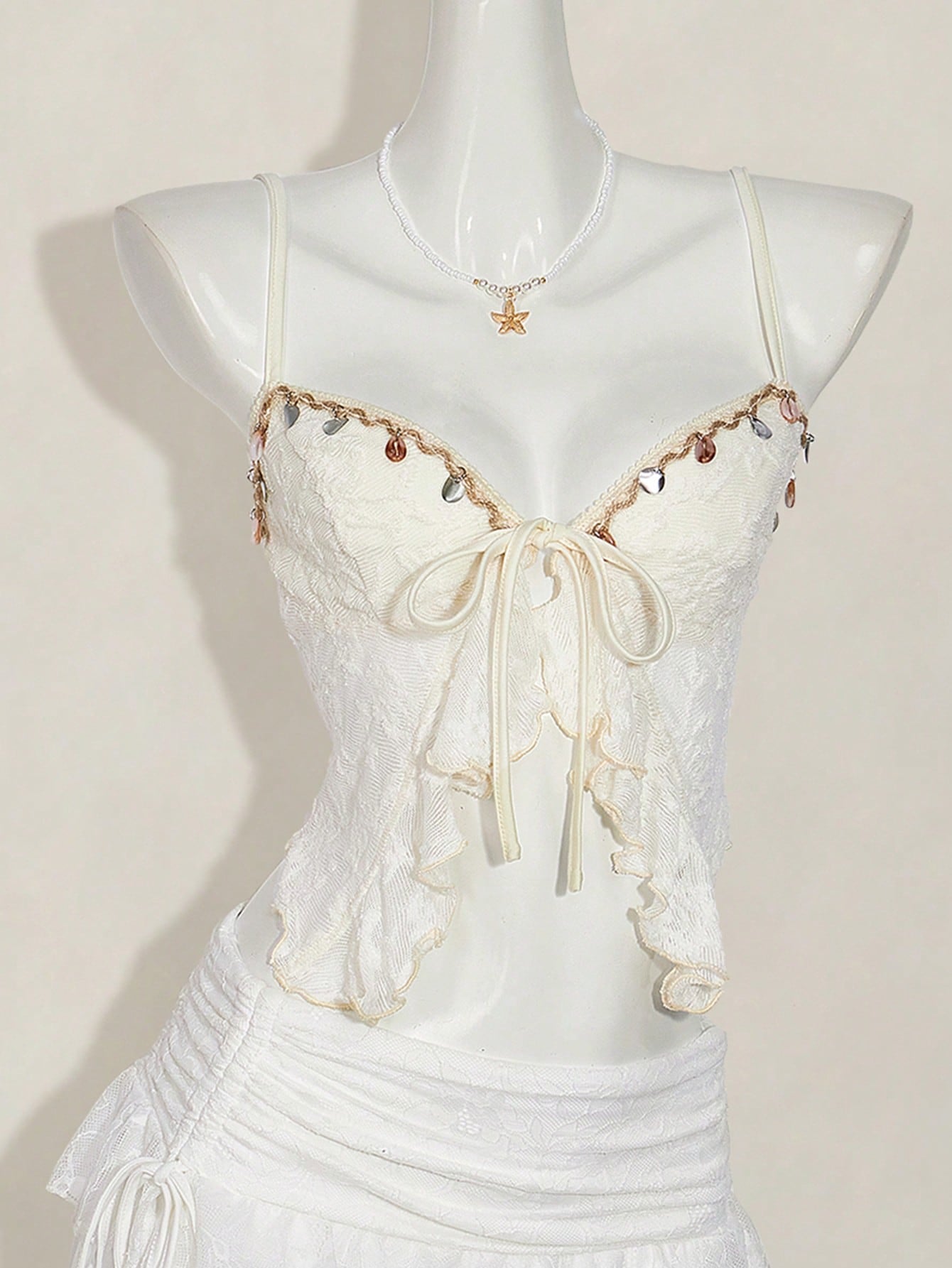 ICON Textured Jacquard Fabric Slit Hem Bohemian Style Camisole