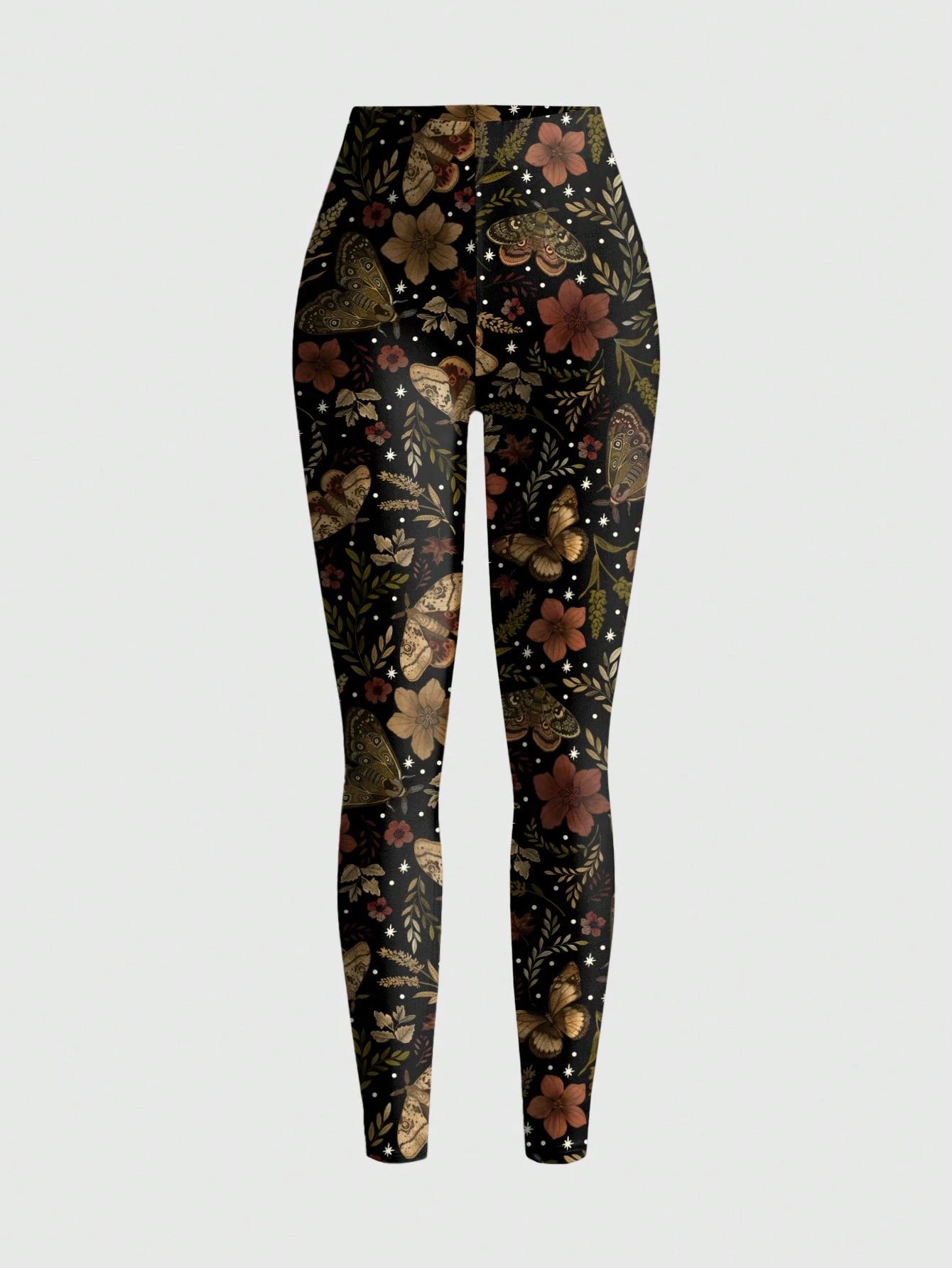 ROMWE Fairycore Maple Leaf Autumn Nature Leaf Sexy Skinny Leggings for Women