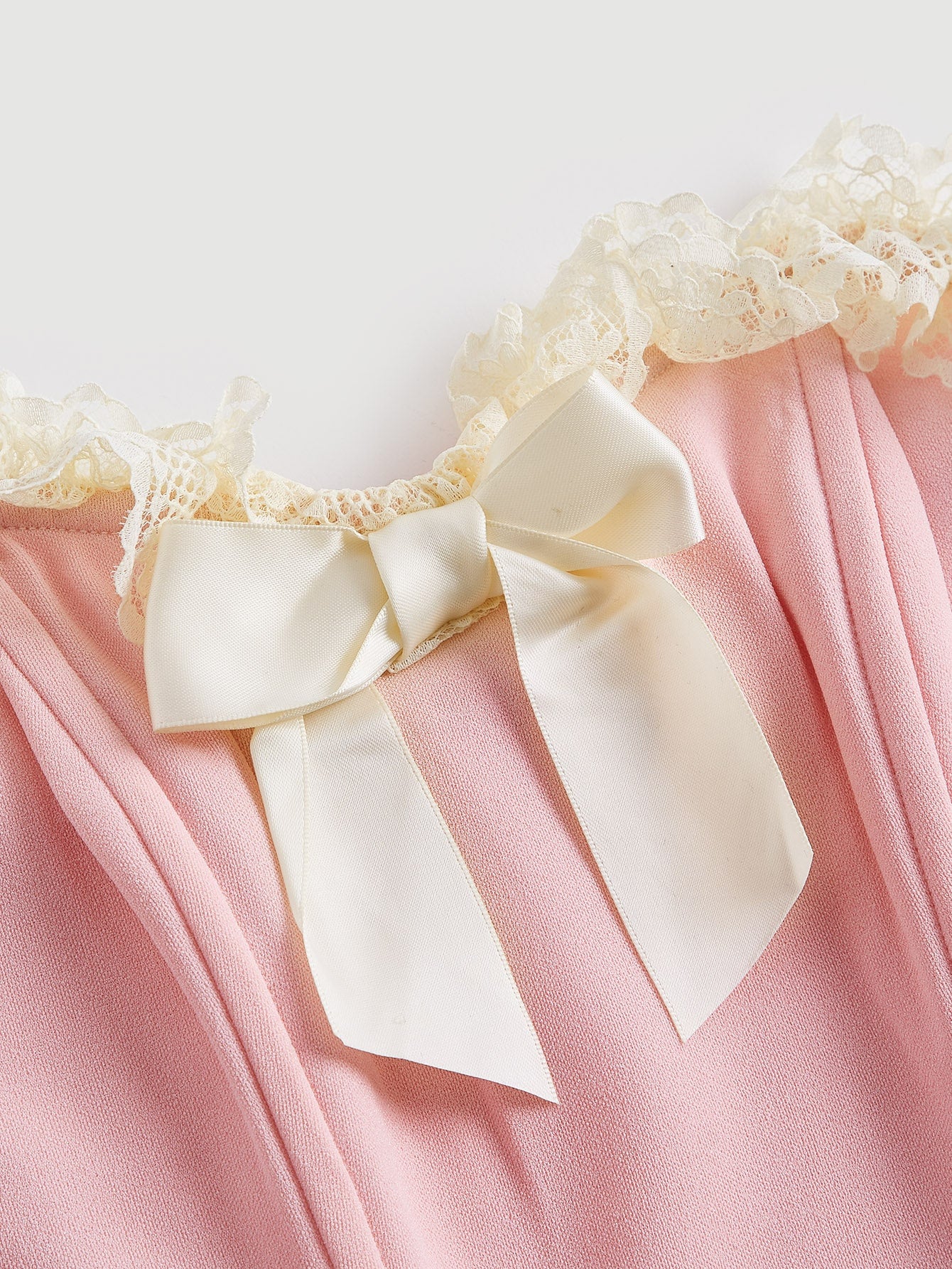 MOD Romantic Pink Corset Date Night Top Bow Front Ruffle Trim Bandana Hem Crop Tube Top