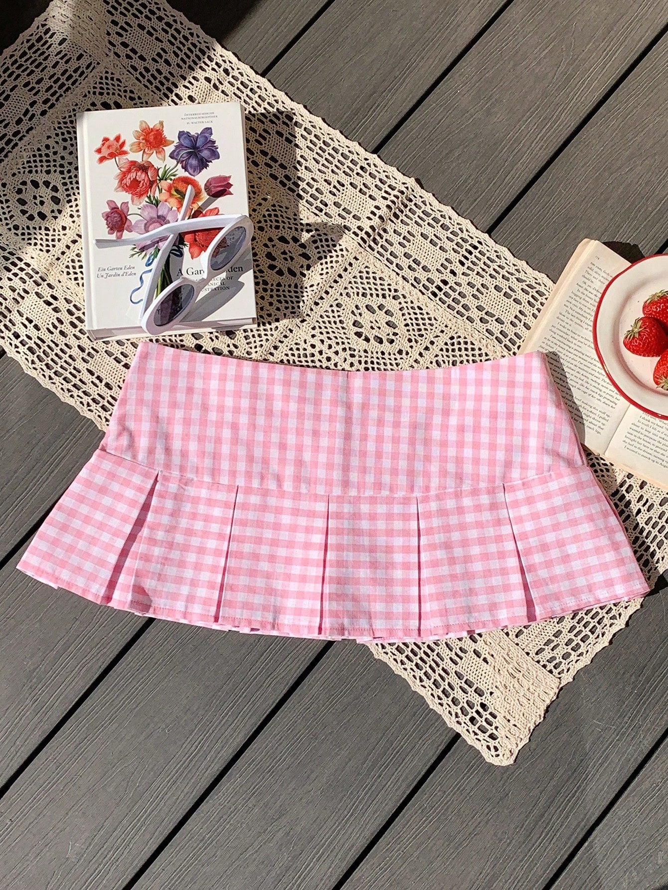 Comfortcana Spring Break Plaid Print Mini Pleated Skirt