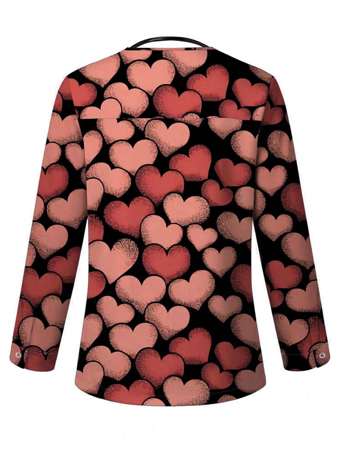 Popscrub Women'S Casual Heart Print Cardigan Jacket, Suitable for /Nursing Uniforms, Spring/Summer Valentine'S Day