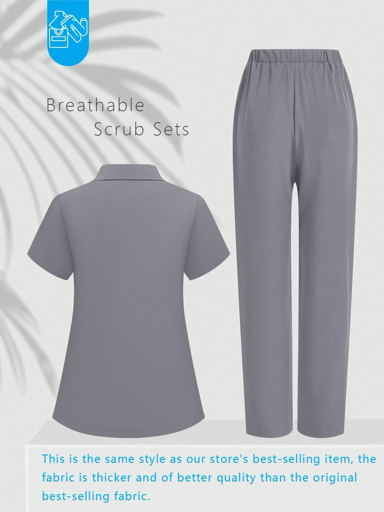 Cimmuovere 2Pcs Solid Color Pocket Top and Pants Pajama Set
