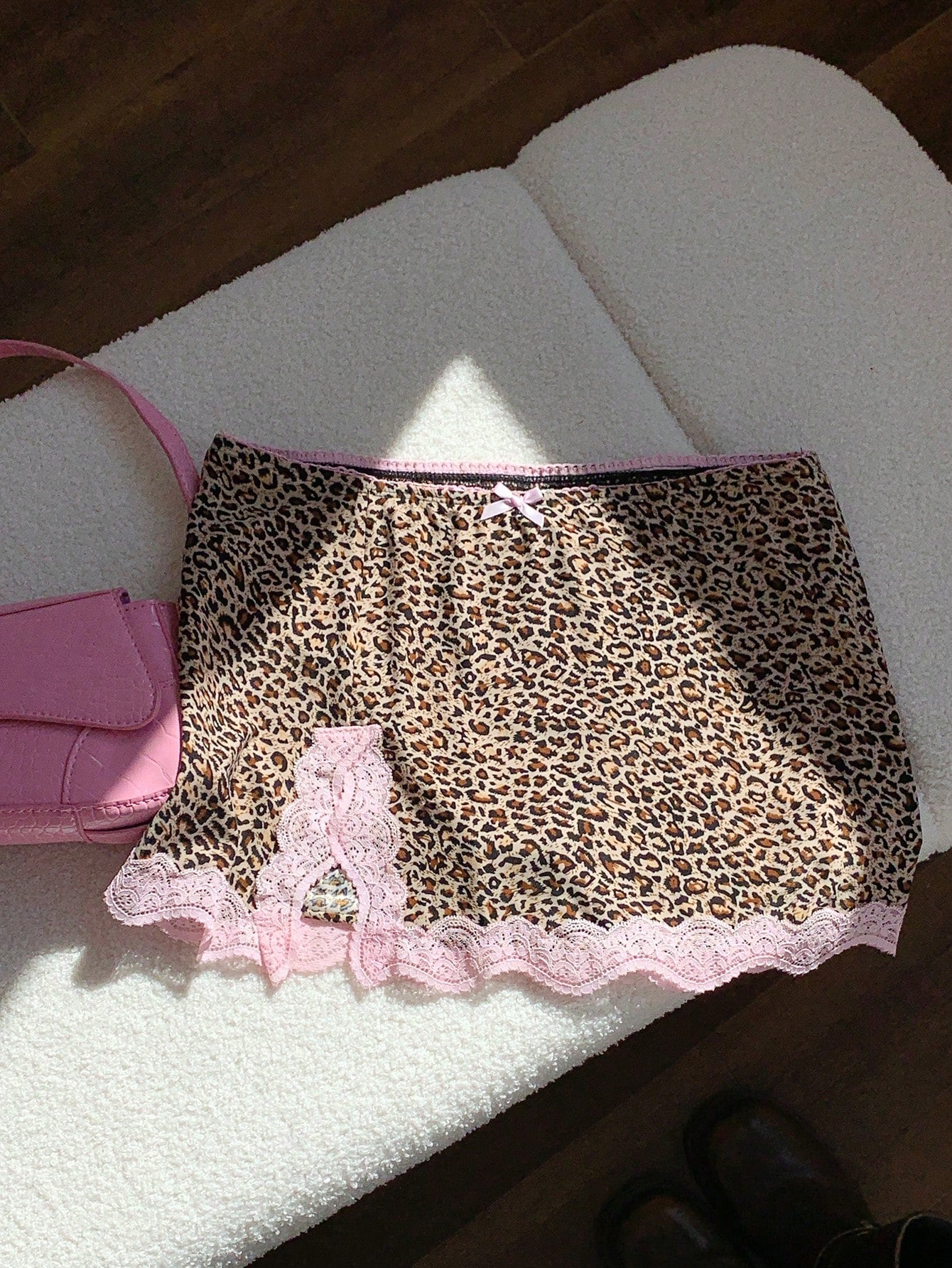 Comfortcana Women'S Summer Fashionable Leopard Print Contrast Lace Skirt Woman Skirts Women Skort