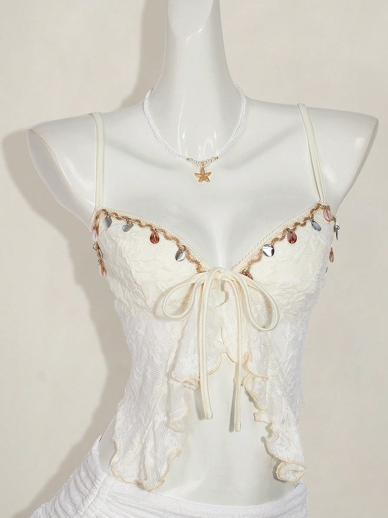 ICON Textured Jacquard Fabric Slit Hem Bohemian Style Camisole