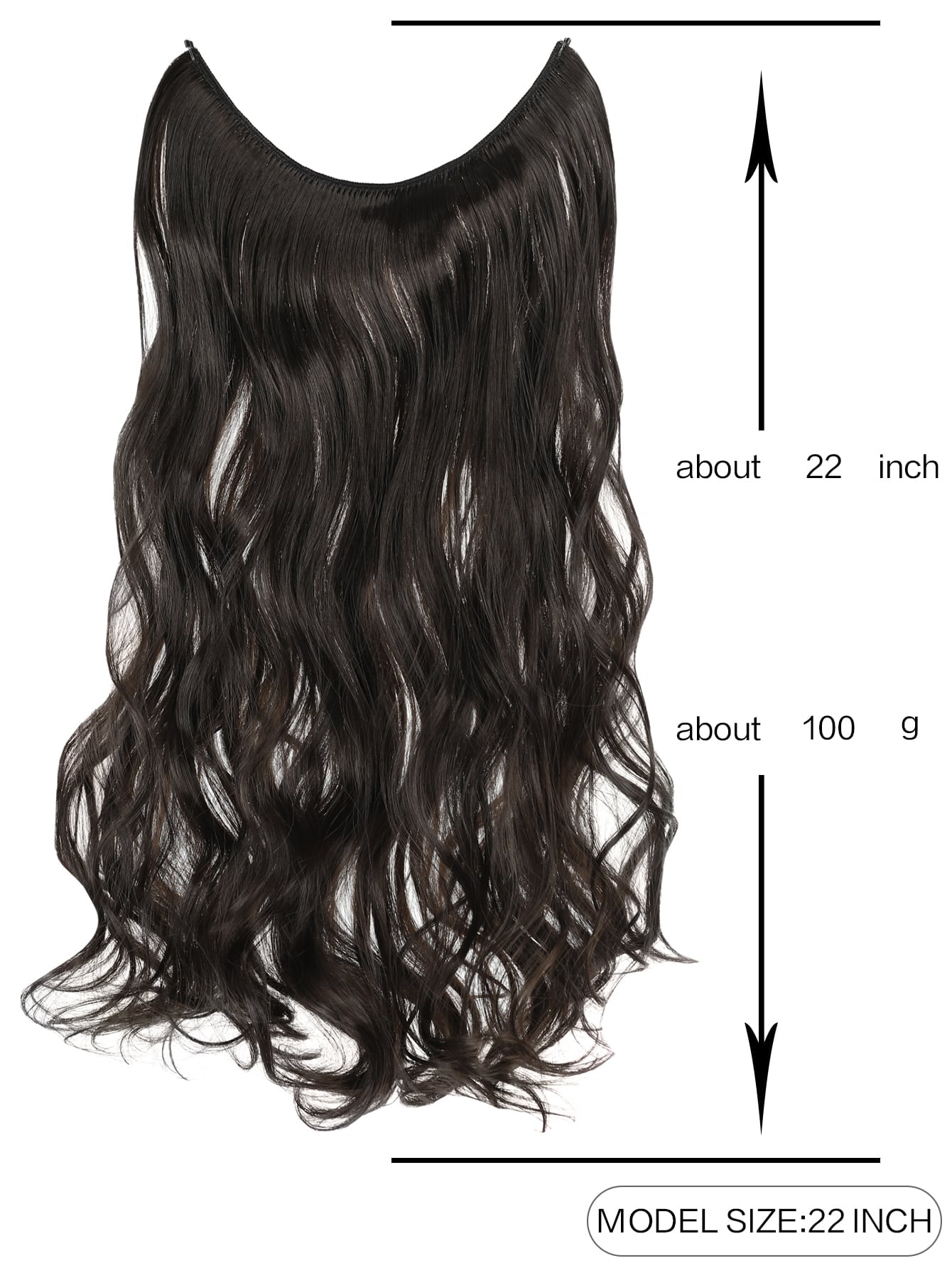 22Inch Synthetic Fiber Fish Line Curly Hair, Suitable for Daily Wear