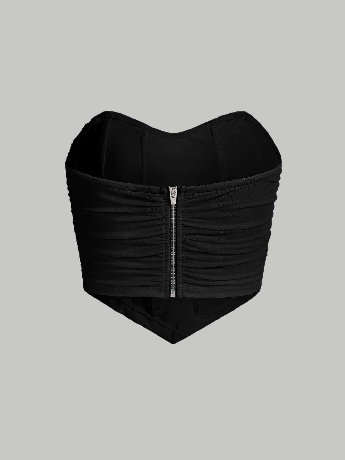 X Marika Sila  MOD Solid Ruched Bandana Tube Bodycon Black Top