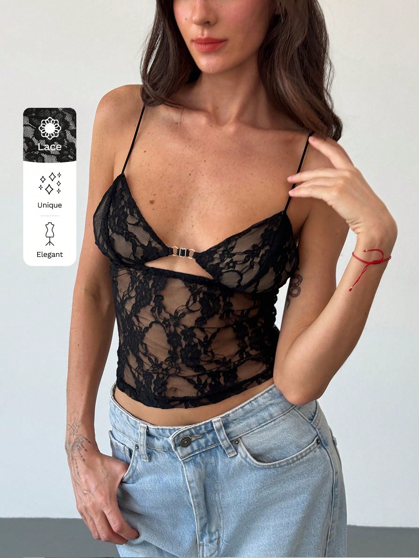 Aloruh New Sexy Lace Black Camisole Top