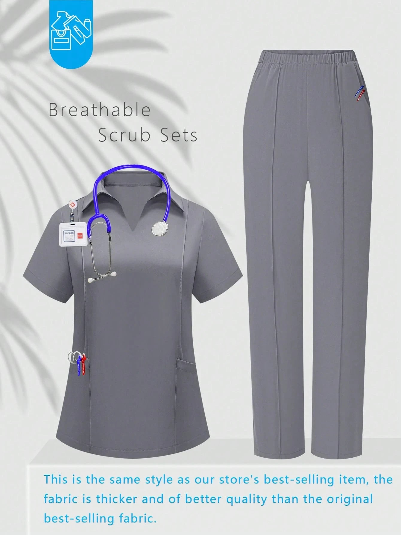 Cimmuovere 2Pcs Solid Color Pocket Top and Pants Pajama Set