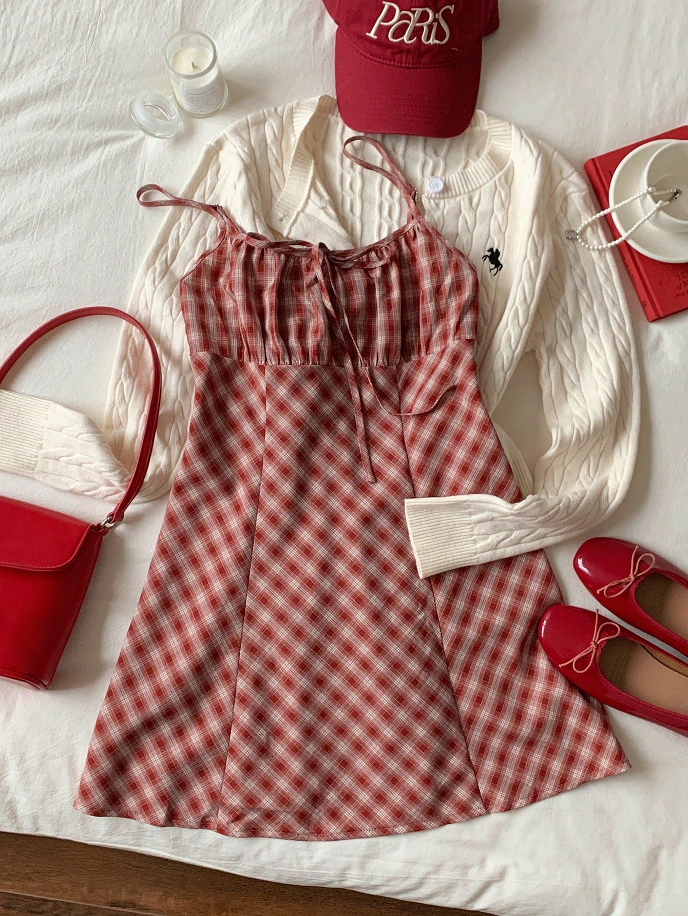 Comfortcana Fashionable Sexy Red Plaid Mini Dress for Women Winter Clothes for Women Christmas New Year Women Elegant