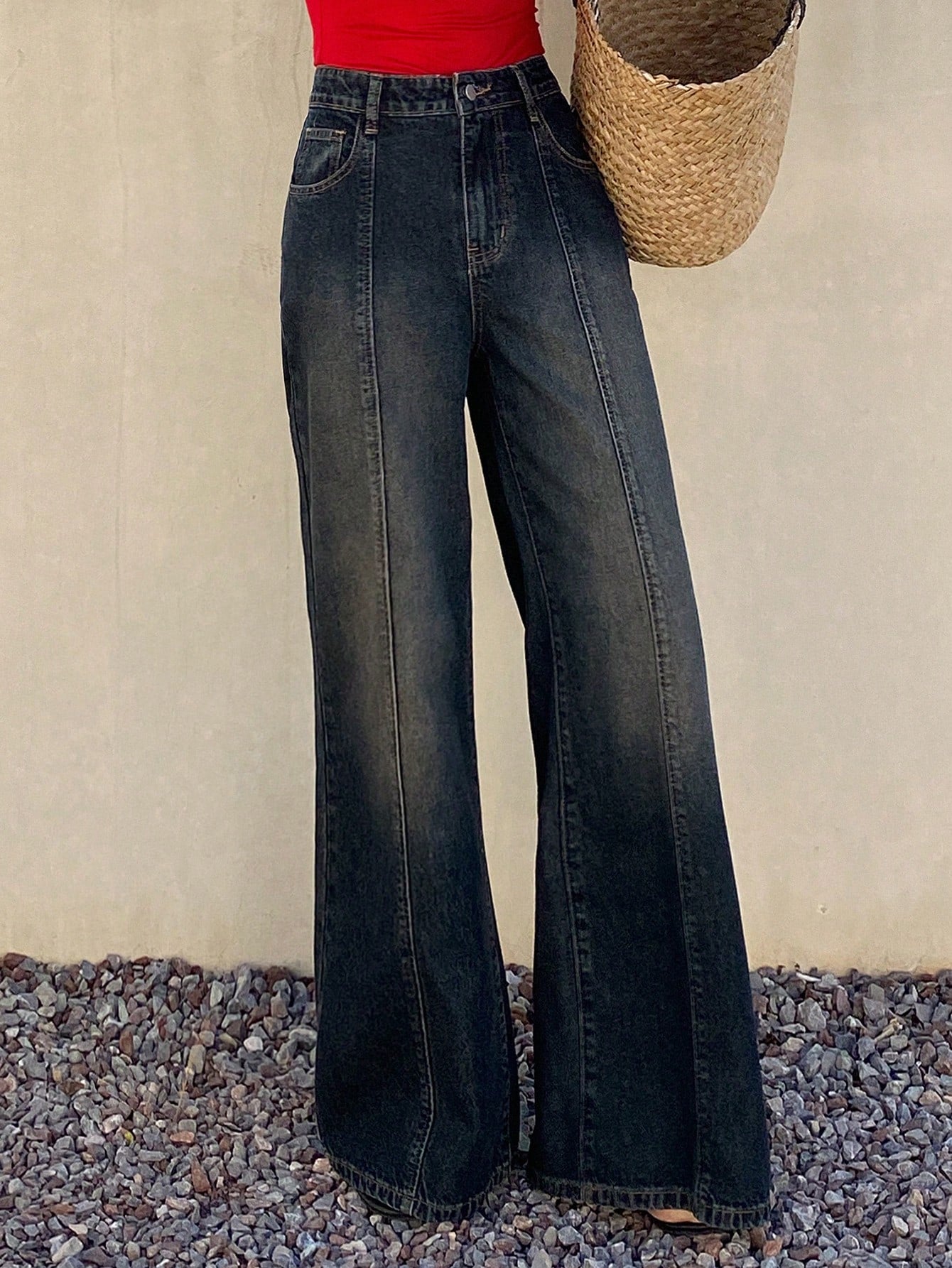 Livesso Women'S Distressed High Neck Casual Jeans