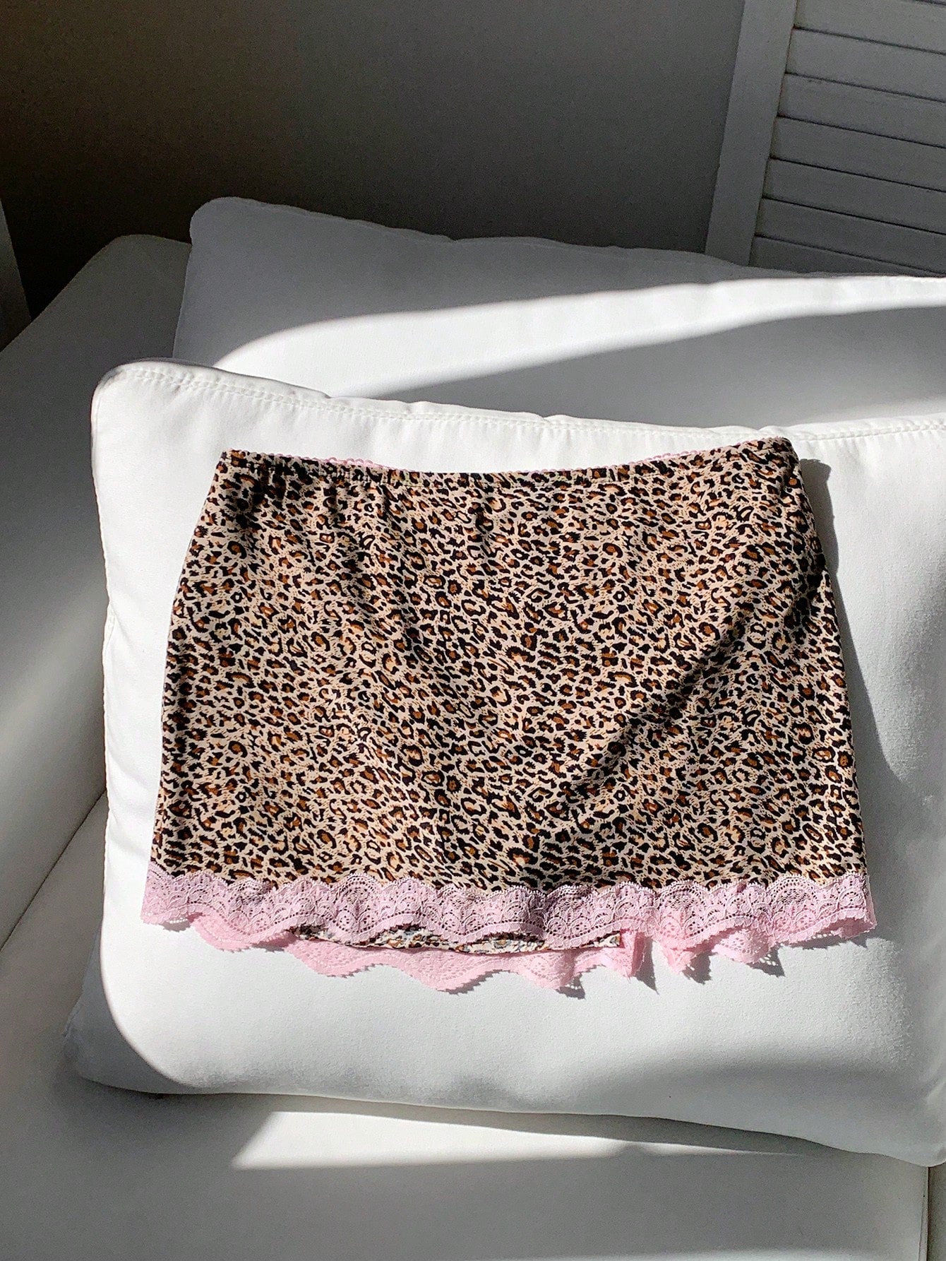 Comfortcana Women'S Summer Fashionable Leopard Print Contrast Lace Skirt Woman Skirts Women Skort