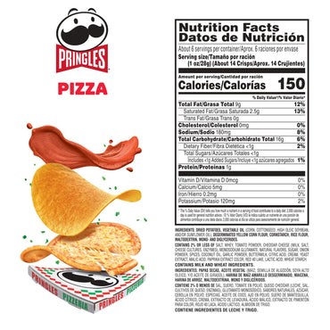 Pizza Potato Crisps Chips, Lunch Snacks, 5.5 Oz Canister
