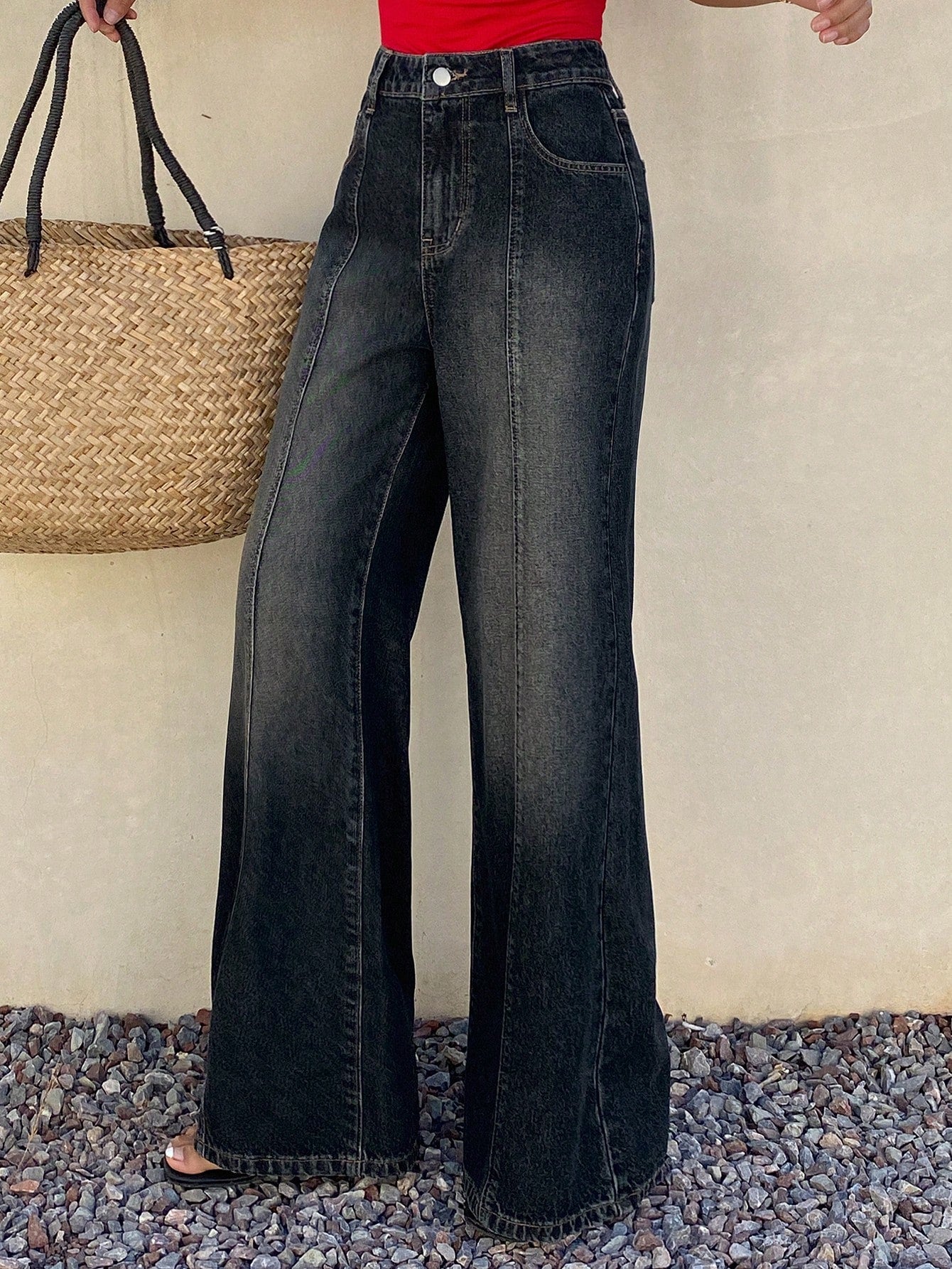 Livesso Women'S Distressed High Neck Casual Jeans