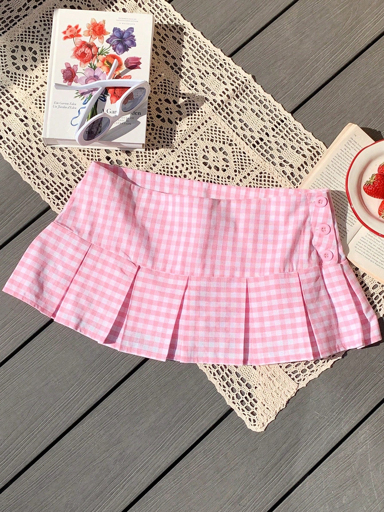 Comfortcana Spring Break Plaid Print Mini Pleated Skirt