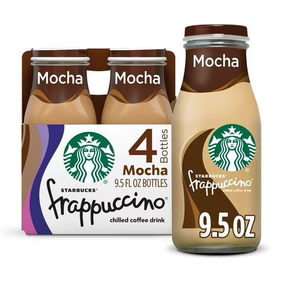 Starbucks Frappuccino Bebida de Café Frío, Caramelo, Paquete de 4, Botellas de 9.5 fl oz