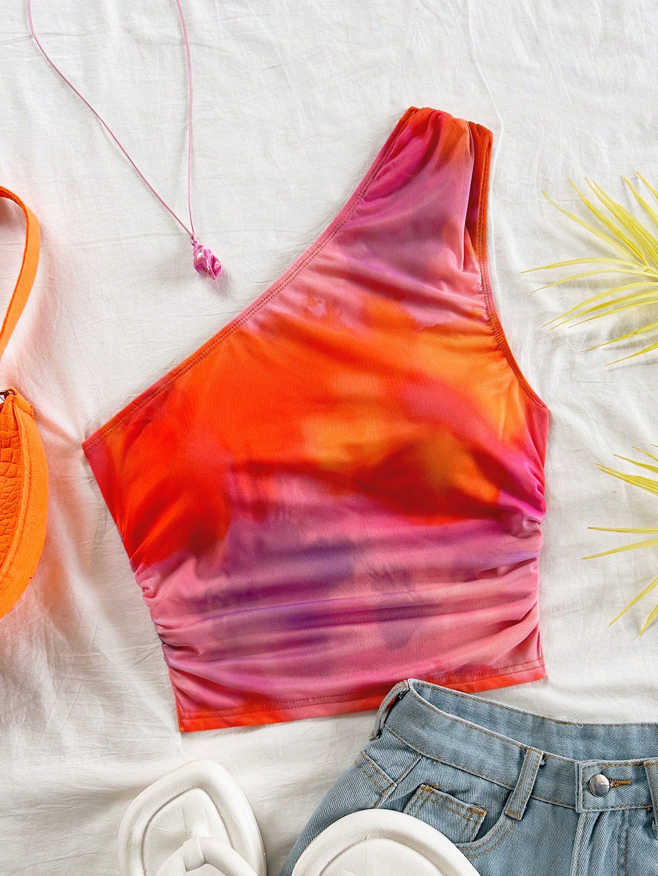 Soleia Colorful Tie-Dye Strapless Casual Summer Vacation Top, Suitable for Music Festival, Bohemian, Holiday, Date, Afternoon Tea, Crochet, Linen