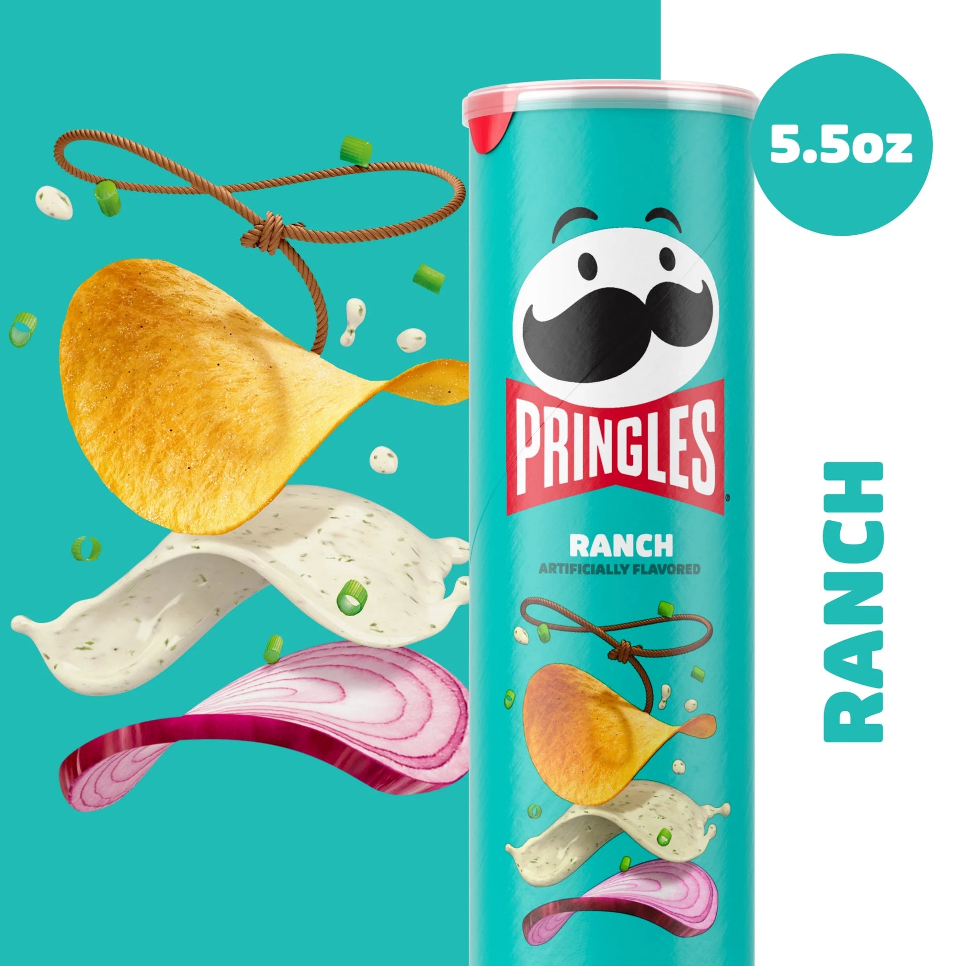Ranch Potato Crisps Chips, Lunch Snacks, 5.5 Oz Canister