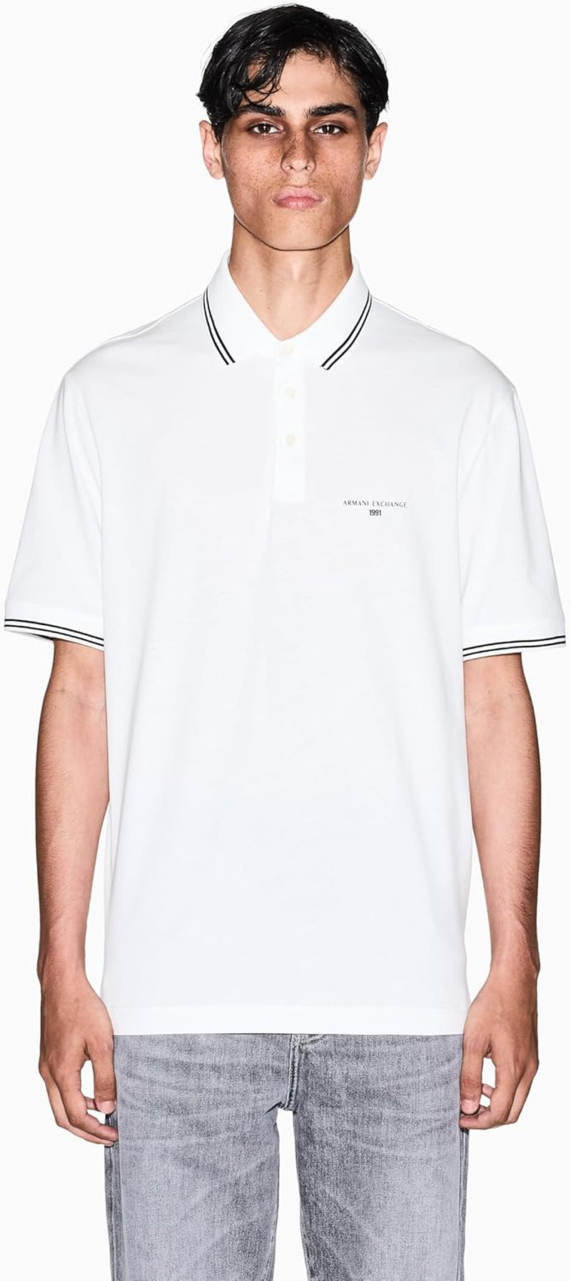 Mens Small Text Logo Pique Polo