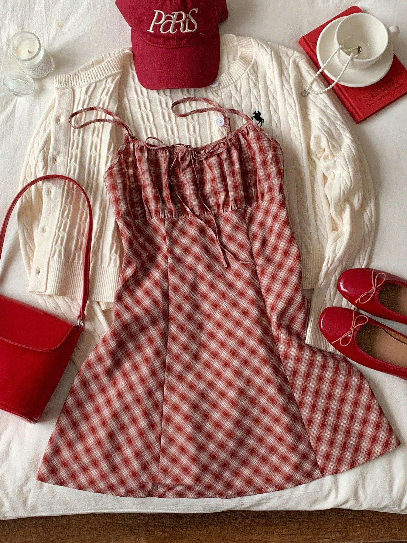 Comfortcana Fashionable Sexy Red Plaid Mini Dress for Women Winter Clothes for Women Christmas New Year Women Elegant