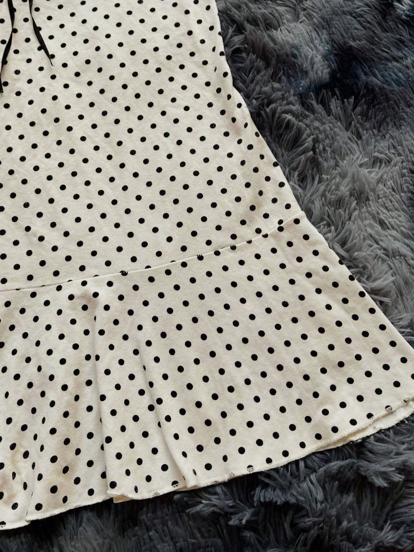 INAWLY Women Frill Trim Polka Dot Print Contrast Lace Strapless Mini Dress