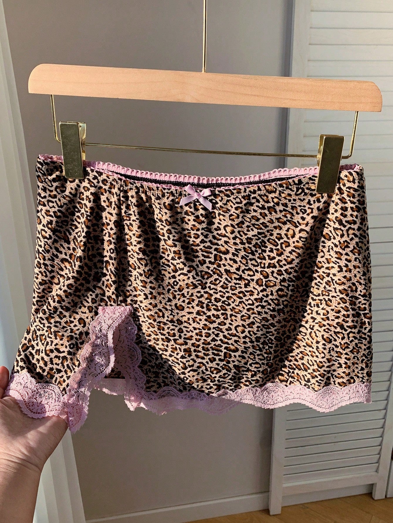Comfortcana Women'S Summer Fashionable Leopard Print Contrast Lace Skirt Woman Skirts Women Skort