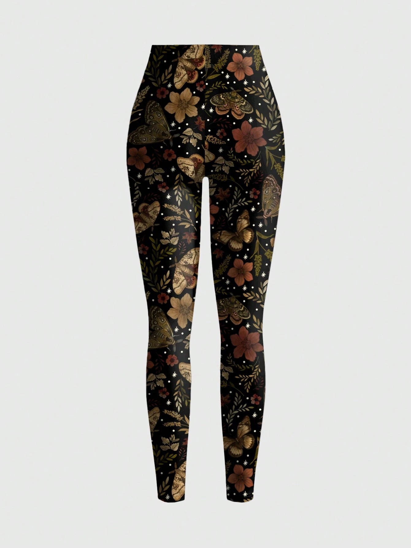ROMWE Fairycore Maple Leaf Autumn Nature Leaf Sexy Skinny Leggings for Women