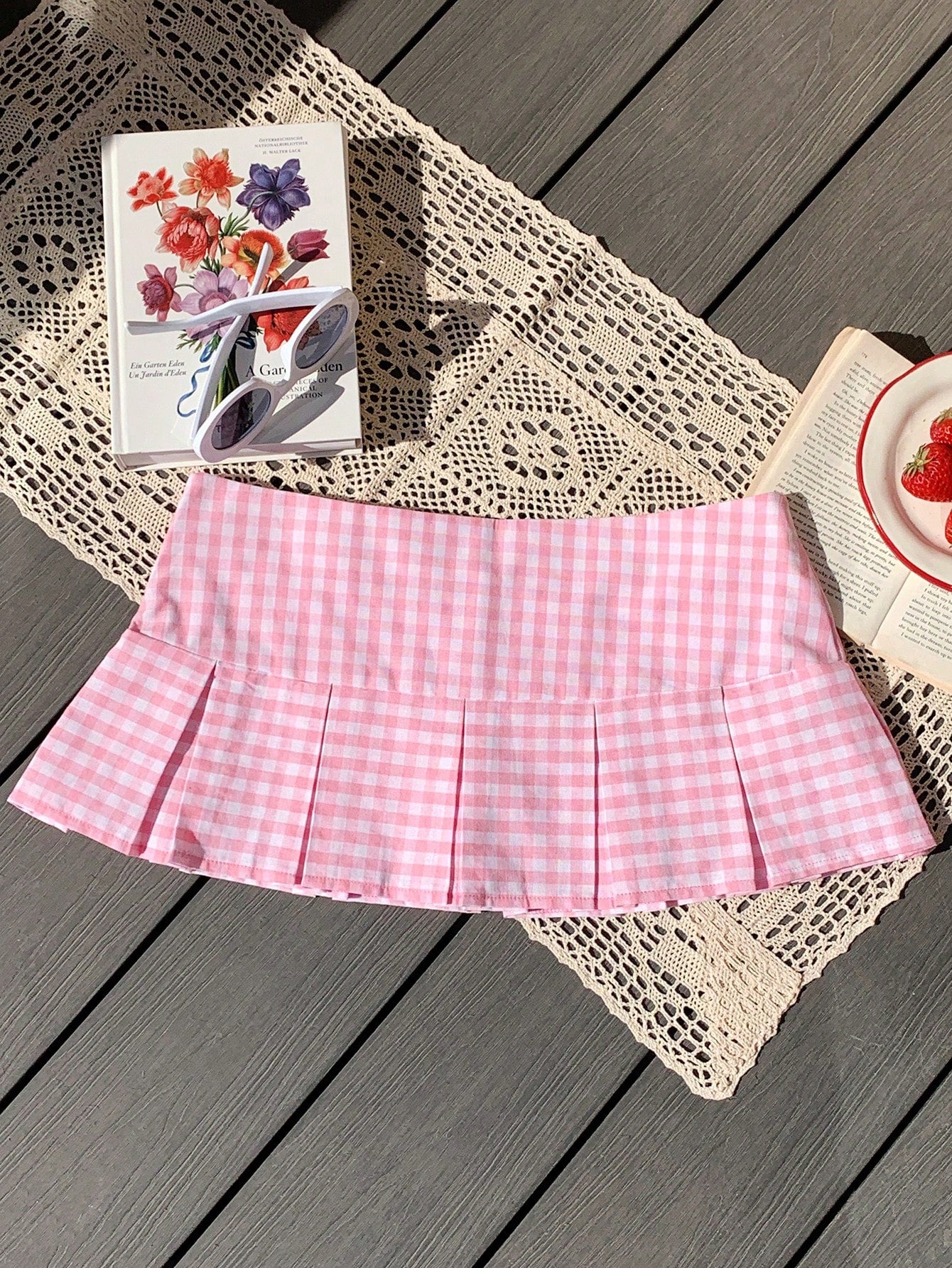 Comfortcana Spring Break Plaid Print Mini Pleated Skirt