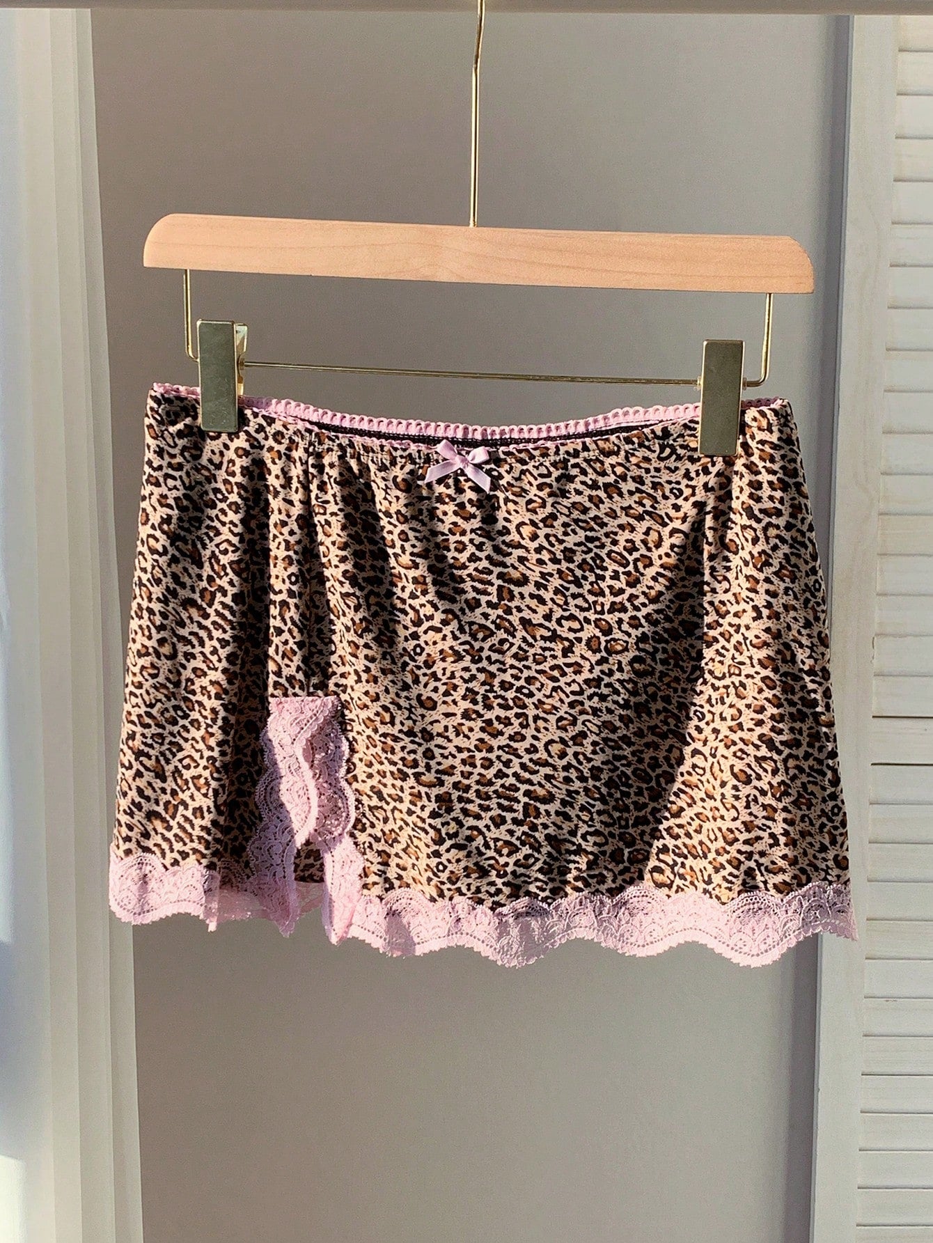 Comfortcana Women'S Summer Fashionable Leopard Print Contrast Lace Skirt Woman Skirts Women Skort