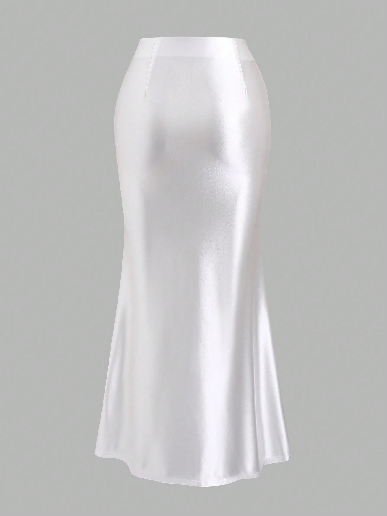 Sweetra Women'S White Pleated Fishtail Skirt, Elegant