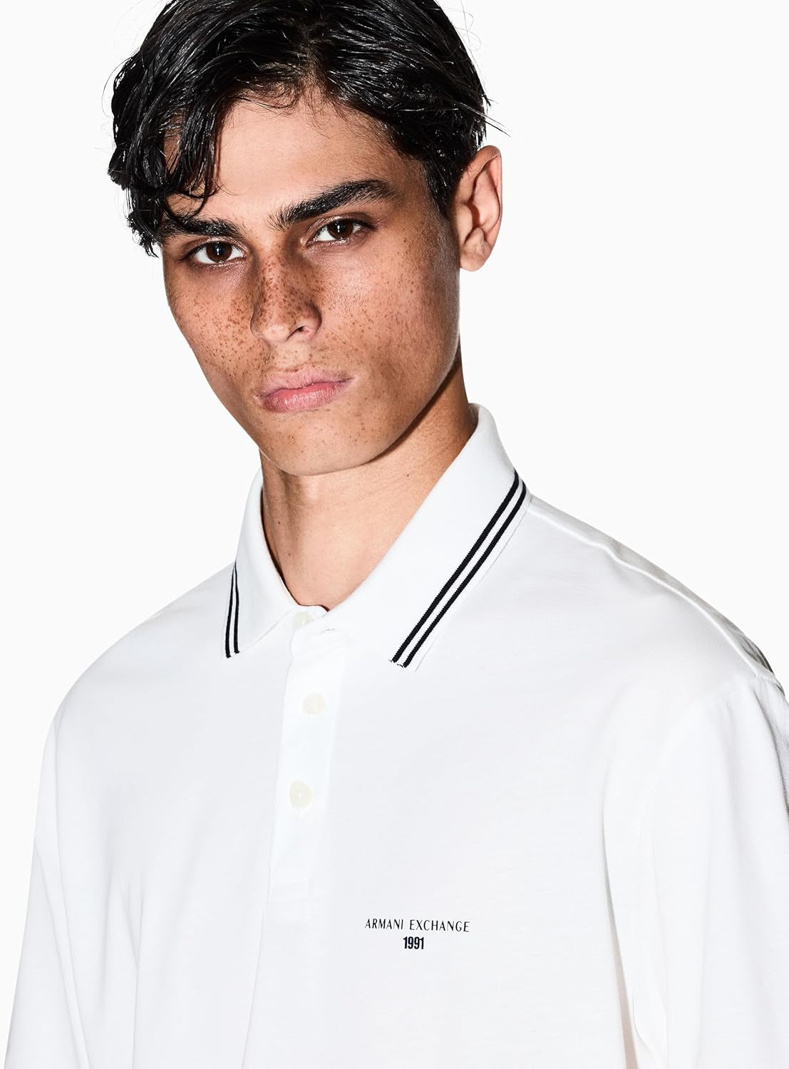 Mens Small Text Logo Pique Polo